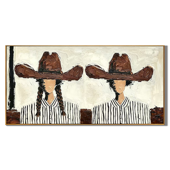 “Desert Lovers” – Vintage Western Couple Portrait Oil Painting