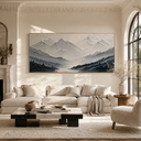 "Ascension to Serenity" – Modern White and Grey Textured Mountain Impasto Painting