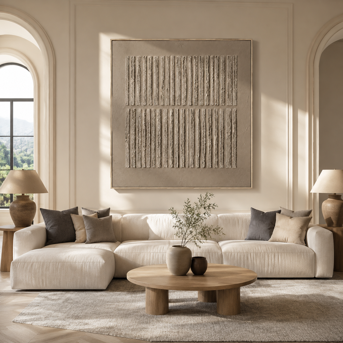 “Tactile Echoes” – Wabi-Sabi Beige Textured Minimalist Acrylic Painting