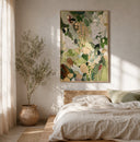 "Morning Reverie" – Textured Sage Green & Blush Botanical Abstract Oil Painting