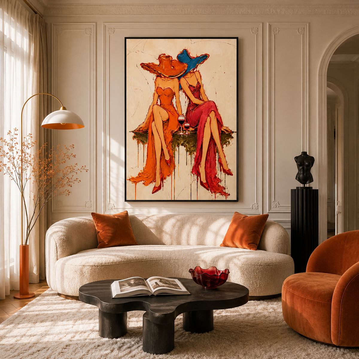 "Golden Hour Soirée" – Textured Modern Expressionist Figural Oil Painting