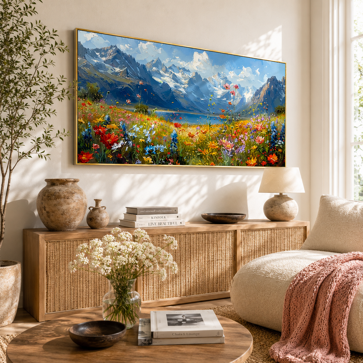 "Mountain Romance" – Impressionist Mountain Meadow & Wildflower Oil Painting