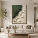 "Emerald Terrain" – Green Wabi Sabi Textured Abstract Painting