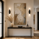 "Flowers bloom slowly" – Wabi-Sabi Textured Cream & Beige 3D Floral Acrylic Painting