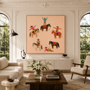 "Rodeo Reverie" – Whimsical Western Pop Impasto Peach Cowboy Oil Painting
