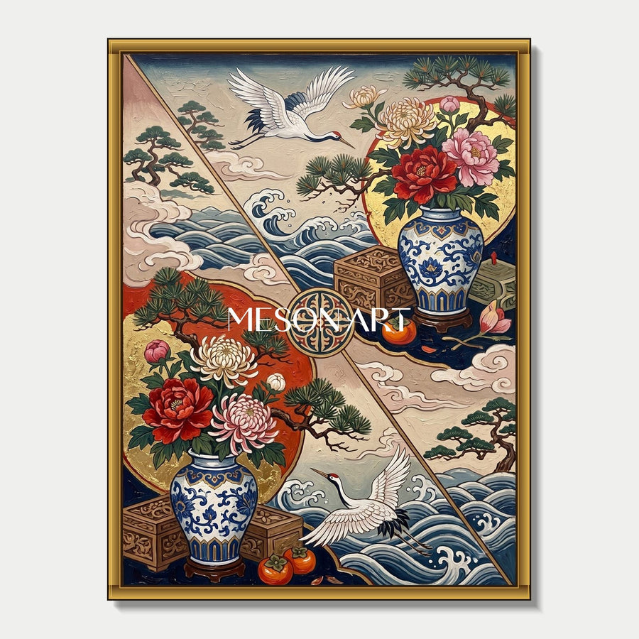 Cranes And Porcelain Harmony #UK038