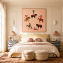 "Rodeo Reverie" – Whimsical Western Pop Impasto Peach Cowboy Oil Painting