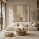 "Desert Bloom" – Wabi-Sabi Beige & Taupe Textured Geometric Acrylic Painting