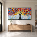 "Kaleidoscope of Life" – Colorful Tree of Life Palette Knife Impasto Painting