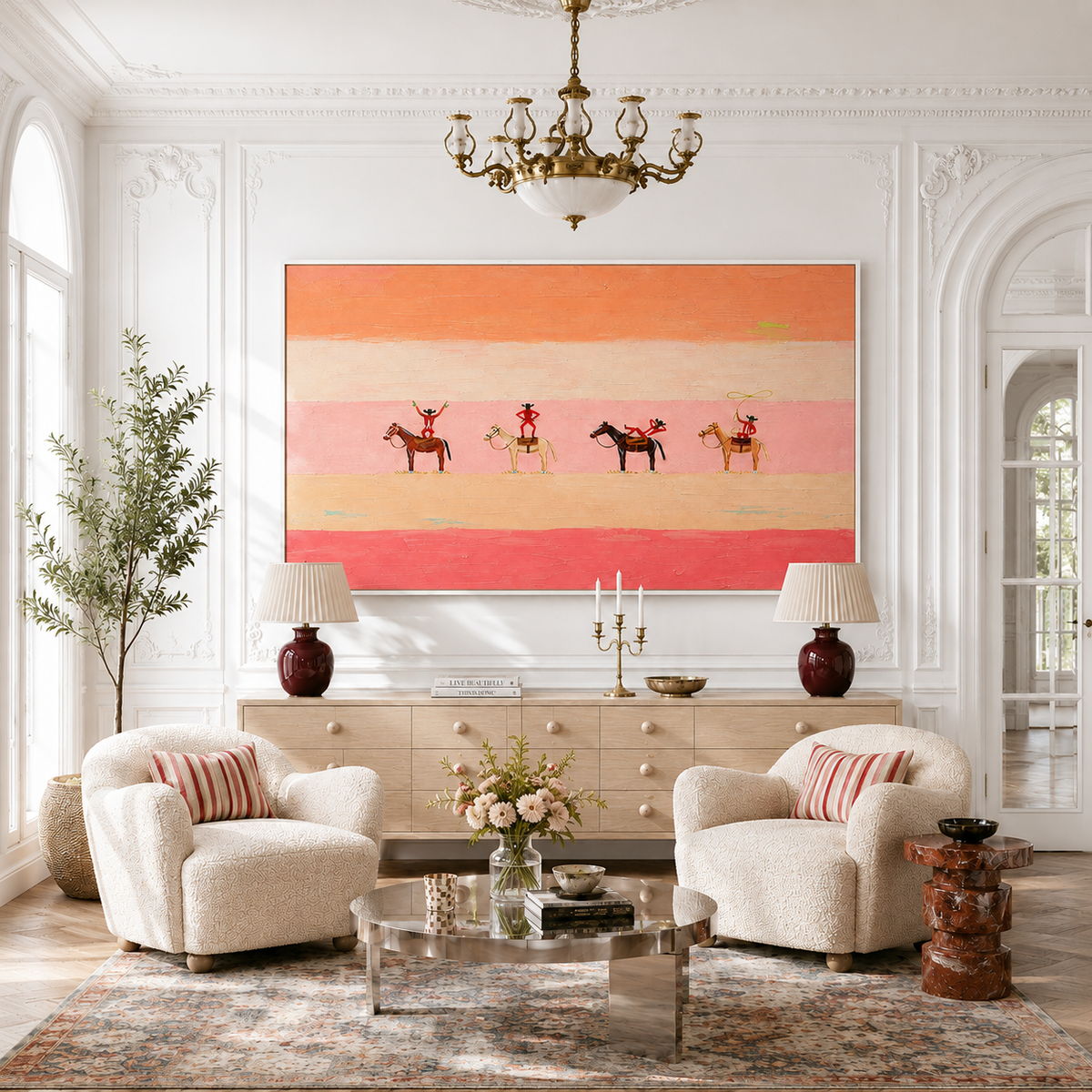 "Dream Parade" – Whimsical Western Pop Folk Impasto Oil Painting