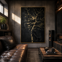 "Gilded Veins" – Black Gold Tree Textured Abstract Painting