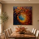 "Autumn Radiance" – Colorful Tree Landscape Textured Oil Painting