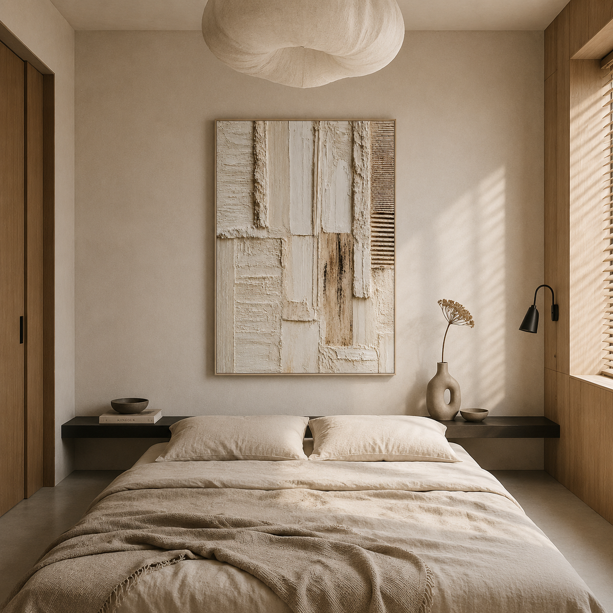 "Timeless Sanctuary" – Wabi-Sabi Off-White Textured Abstract Relief Painting