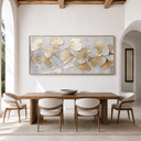 "Whispers of Autumn" – Modern Champagne Gold Ginkgo Leaf 3D Textured Acrylic Painting