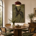 "Midnight Trot" – Minimalist Elongated Equestrian Oil Painting on Canvas