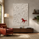 "Untamed Spirit" – Textural Red Horse Minimalist Impasto Painting