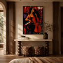 "Melody of the Heart" – Fire & Scarlet Heavy Impasto Cello Player Painting