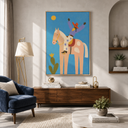 "High Desert Jubilee" – Contemporary Folk Art Whimsical Cowboy Painting