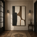"Silent driftwood" – Wabi-Sabi Earth Tone Geometric Texture Painting