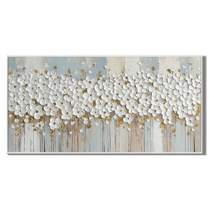 "Serene Sculptor's Petals" – Contemporary Monochrome 3D Textured Floral Art