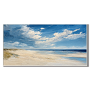 “Coastal Serenity” – Blue Sky Beach Landscape Oil Painting