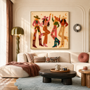 "Midnight Rodeo" – Retro Western Cowgirl Hand-Painted Canvas Wall Art