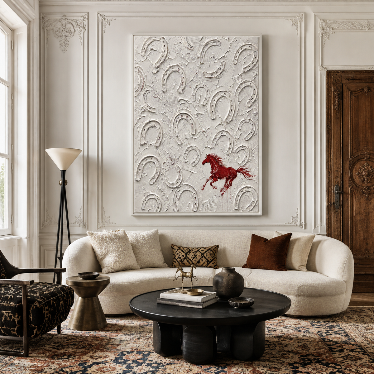"Untamed Spirit" – Textural Red Horse Minimalist Impasto Painting