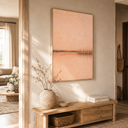 "Whispering Waters" – Wabi-Sabi Warm Peach & Beige Textured Minimalist Landscape Oil Painting