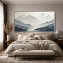 "Ascension to Serenity" – Modern White and Grey Textured Mountain Impasto Painting