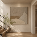 "Textured Moonland"—A Minimalist Relief Canvas Painting in Wabi-Sabi Earth Tones