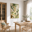 "Morning Reverie" – Textured Sage Green & Blush Botanical Abstract Oil Painting