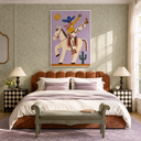 "Sunlit Acrobatic" – Whimsical Lavender Folk Art Cowgirl Impasto Painting