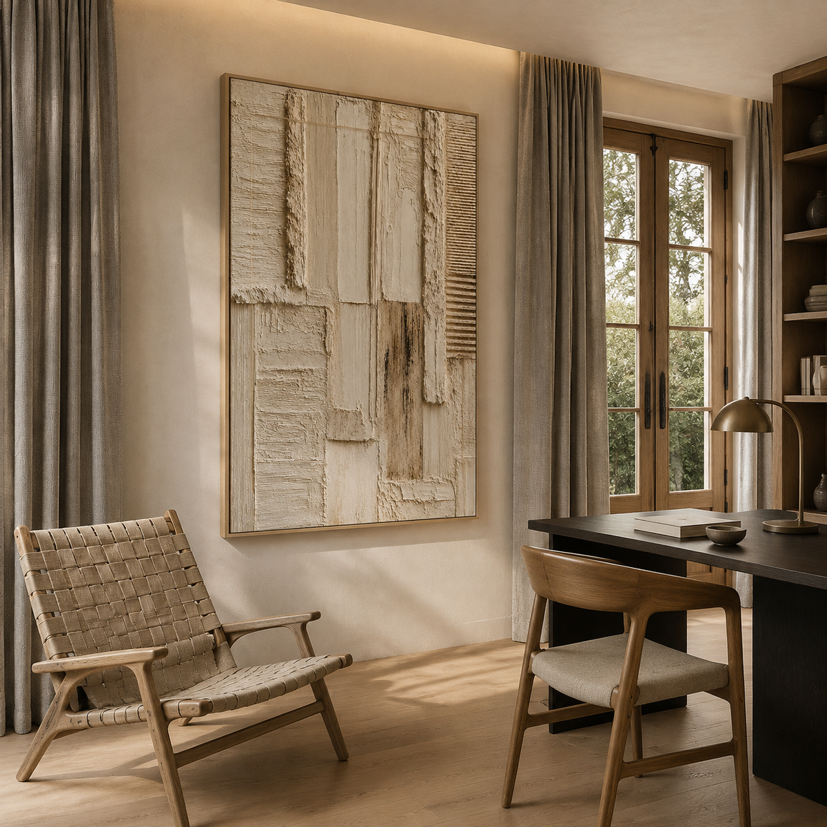 "Timeless Sanctuary" – Wabi-Sabi Off-White Textured Abstract Relief Painting