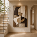 "Curved Rhythm" – Cubist Earth Tone Geometric Abstract Acrylic Painting