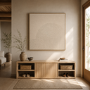 "Arched Stillness" – Wabi Sabi Cream Geometric Textured Painting