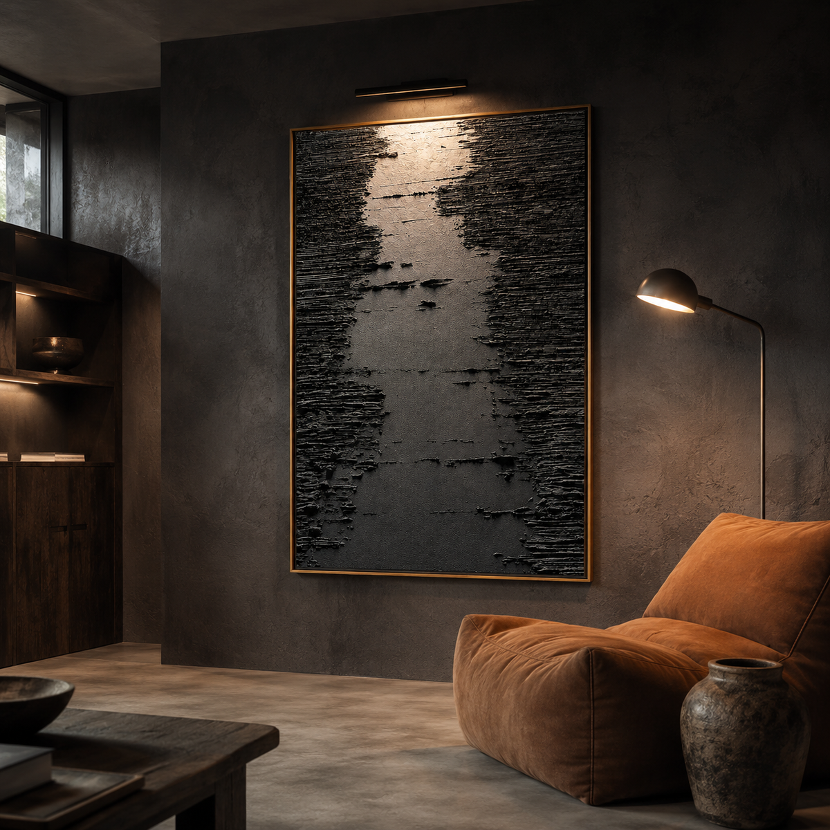 "Silent Passage" – Black Wabi Sabi Abstract Textured Wall Art