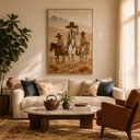 "Desert Caravans" – Modern Western Earth Tone Figurative Impasto Oil Painting