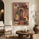 "Dust & Geometry" – Geometric Cowboy Boot Western Abstract Acrylic Painting