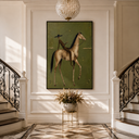 "The Quiet Wanderer" – Textured Modern Olive Green Equestrian Oil Painting