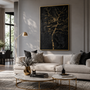 "Gilded Veins" – Black Gold Tree Textured Abstract Painting